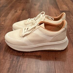 Cream and Tan Platform Sneakers